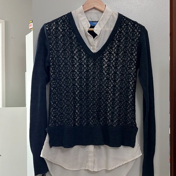 Simply Vera Vera Wang Mock-Layer Sweater in Navy Blue - Picture 3 of 12